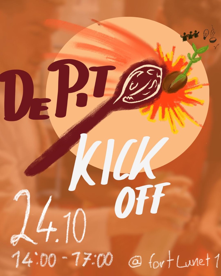 De Pit kick-off poster, 24 October, 14:00 to 17:00 at Fort Lunet I.